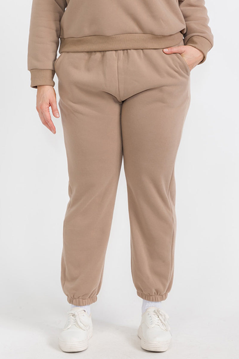 Plus Size Poly Fleece Elastic Waist Joggers