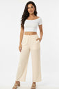 Relaxed Fit 100% Cotton Wide-Leg Pants with Side Pockets