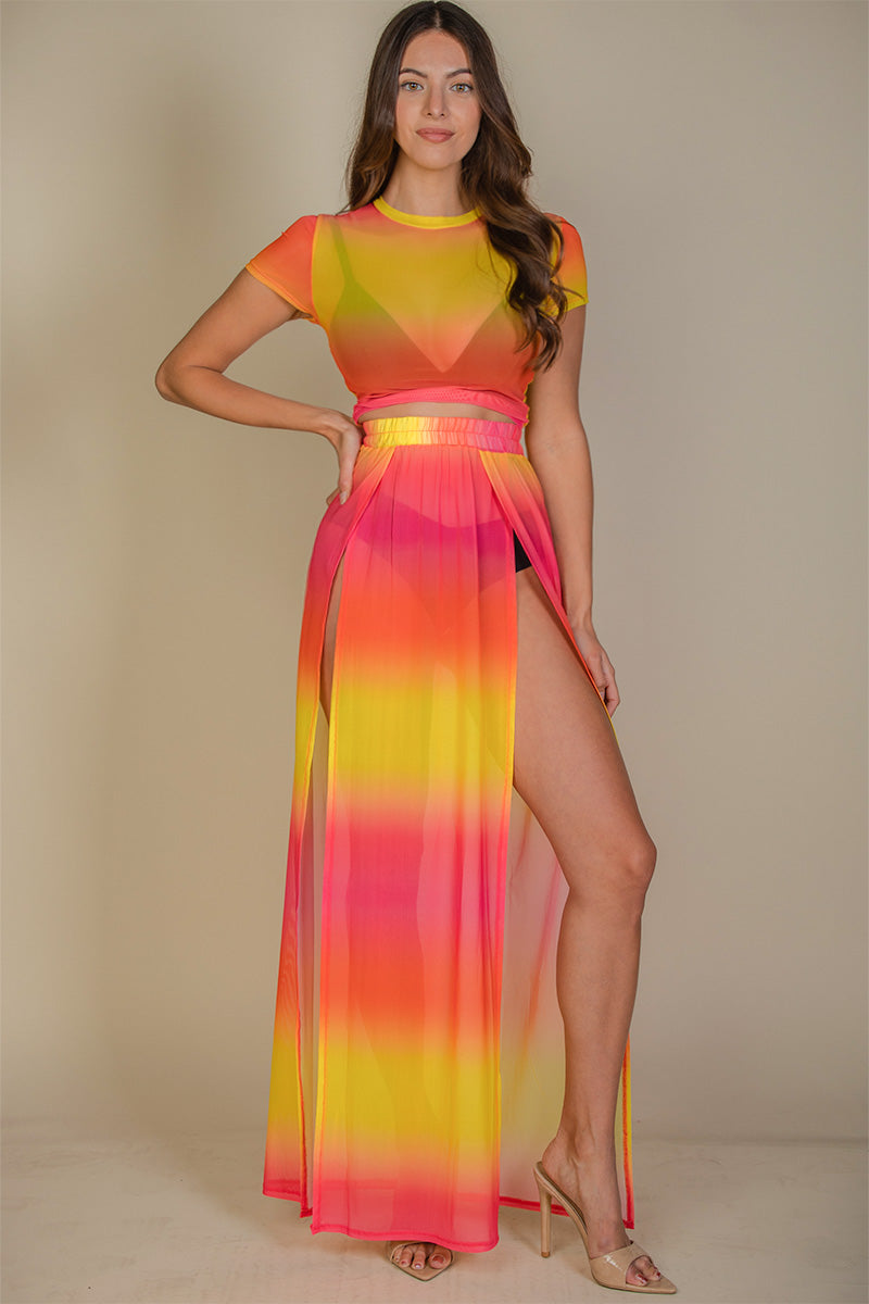High Split Mesh Sheer Maxi Skirt Wholesale Capella Apparel High Split Mesh Sheer Maxi Skirt Wholesale Capella Apparel