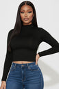 Mock Neck Solid Long Sleeve Top
