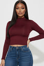 Mock Neck Solid Long Sleeve Top