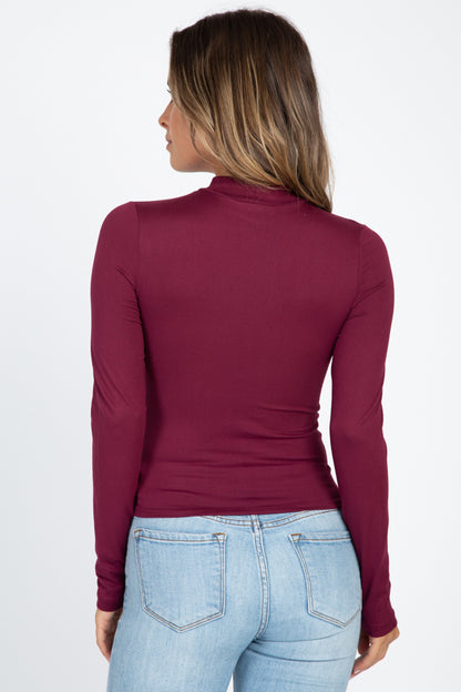 Mock Neck Solid Long Sleeve Top - Capella Apparel