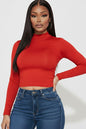 Mock Neck Solid Long Sleeve Top