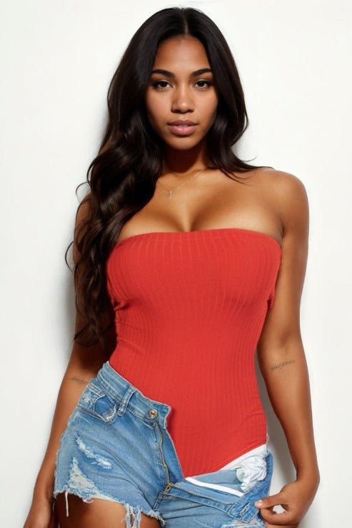 Tube Top Ribbed Bodysuit