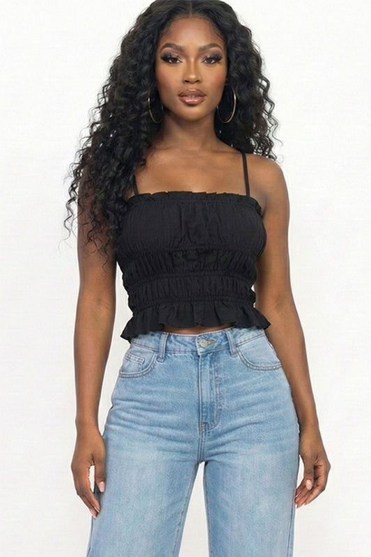 Tiered Shirred Body Crop Top