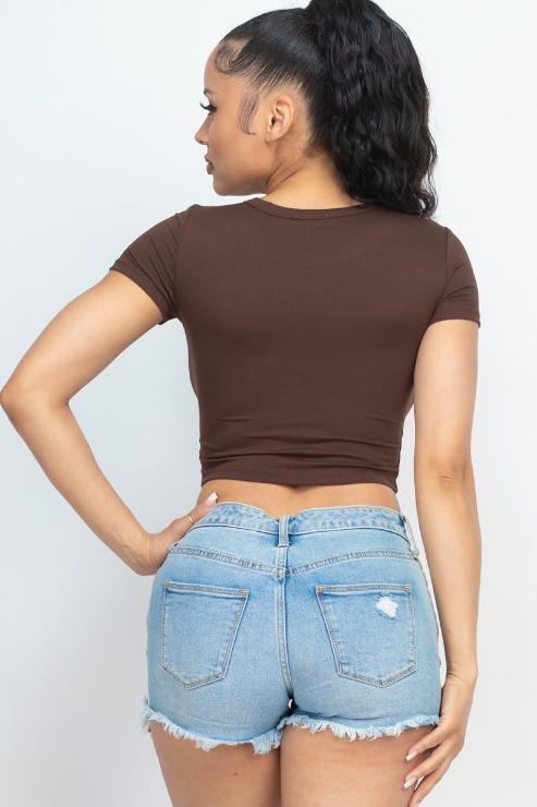 Short Sleeve Roundneck Crop Top - Wholesale Capella Apparel