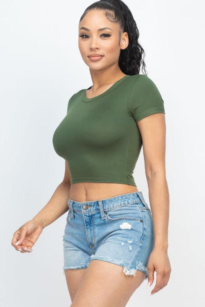 Short Sleeve Roundneck Crop Top - Wholesale Capella Apparel