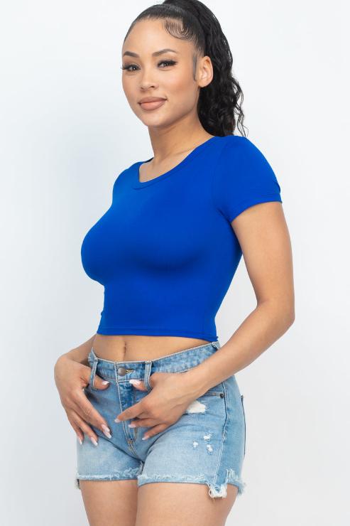 Short Sleeve Roundneck Crop Top - Wholesale Capella Apparel