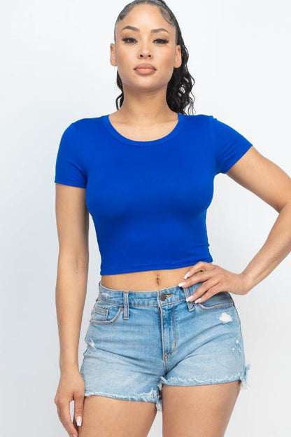 Short Sleeve Roundneck Crop Top - Wholesale Capella Apparel