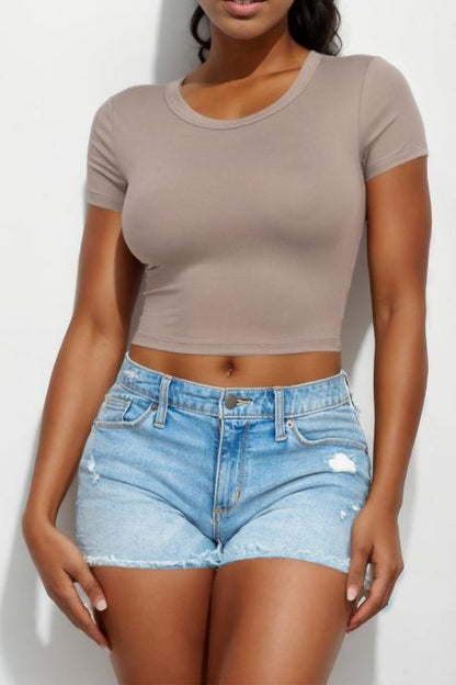 Short Sleeve Roundneck Crop Top - Wholesale Capella Apparel