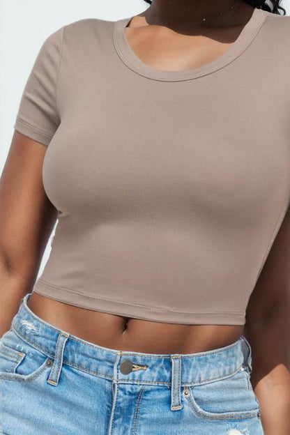 Short Sleeve Roundneck Crop Top - Wholesale Capella Apparel