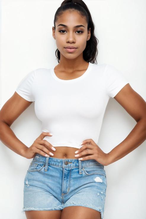 Short Sleeve Roundneck Crop Top - Wholesale Capella Apparel