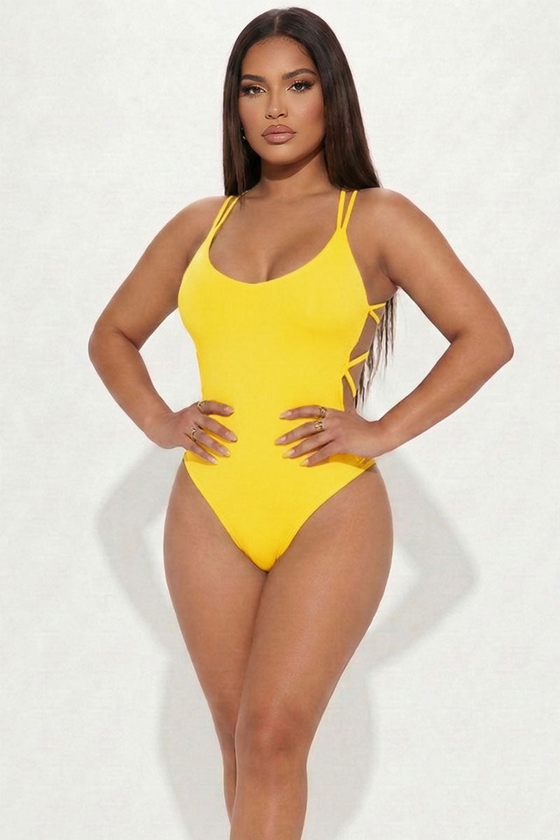 Sexy Solid Color Crisscross Back V-neck Bodysuit