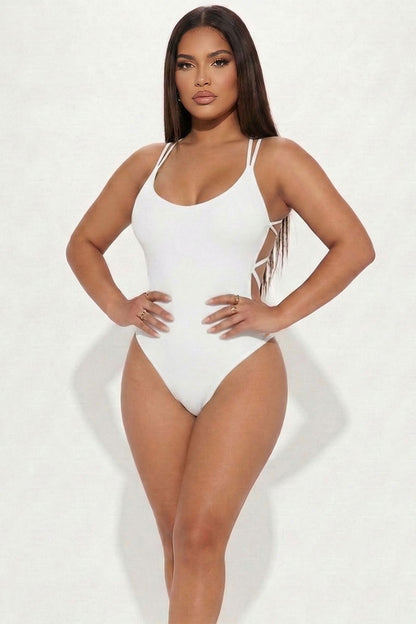 Sexy Solid Color Crisscross Back V-neck Bodysuit