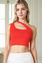 Ribbed One Shoulder Cross Strap Crop Top - Capella Apparel