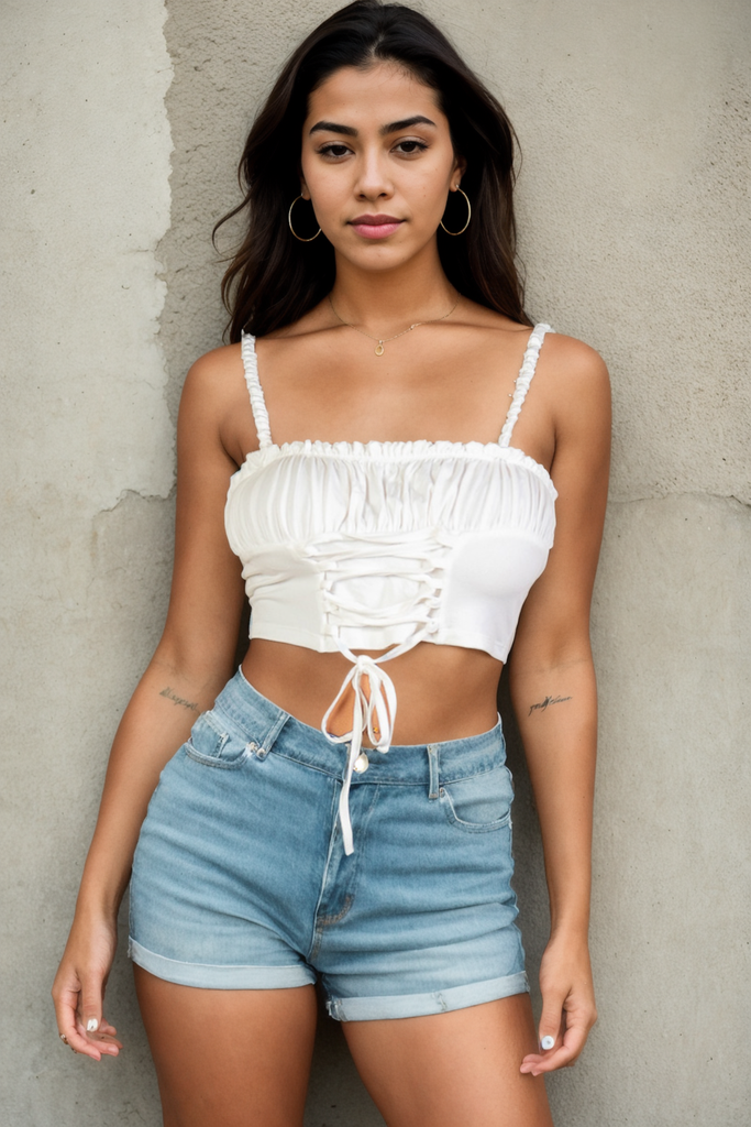 Ruched Bust Lace-up Cami Crop Top - Capella Apparel