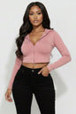 French Terry Crop Zip Up Hoodie