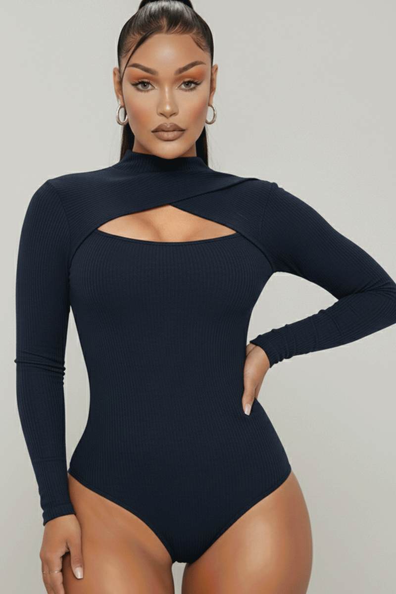Front Cutout Long Sleeve Bodysuit