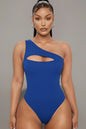 Ribbed Knit Cut Out One Shoulder Bodysuit