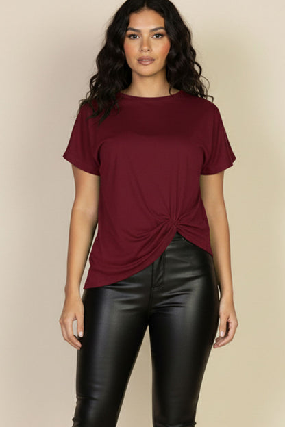 Batwing Sleeve Twist Front Tee
