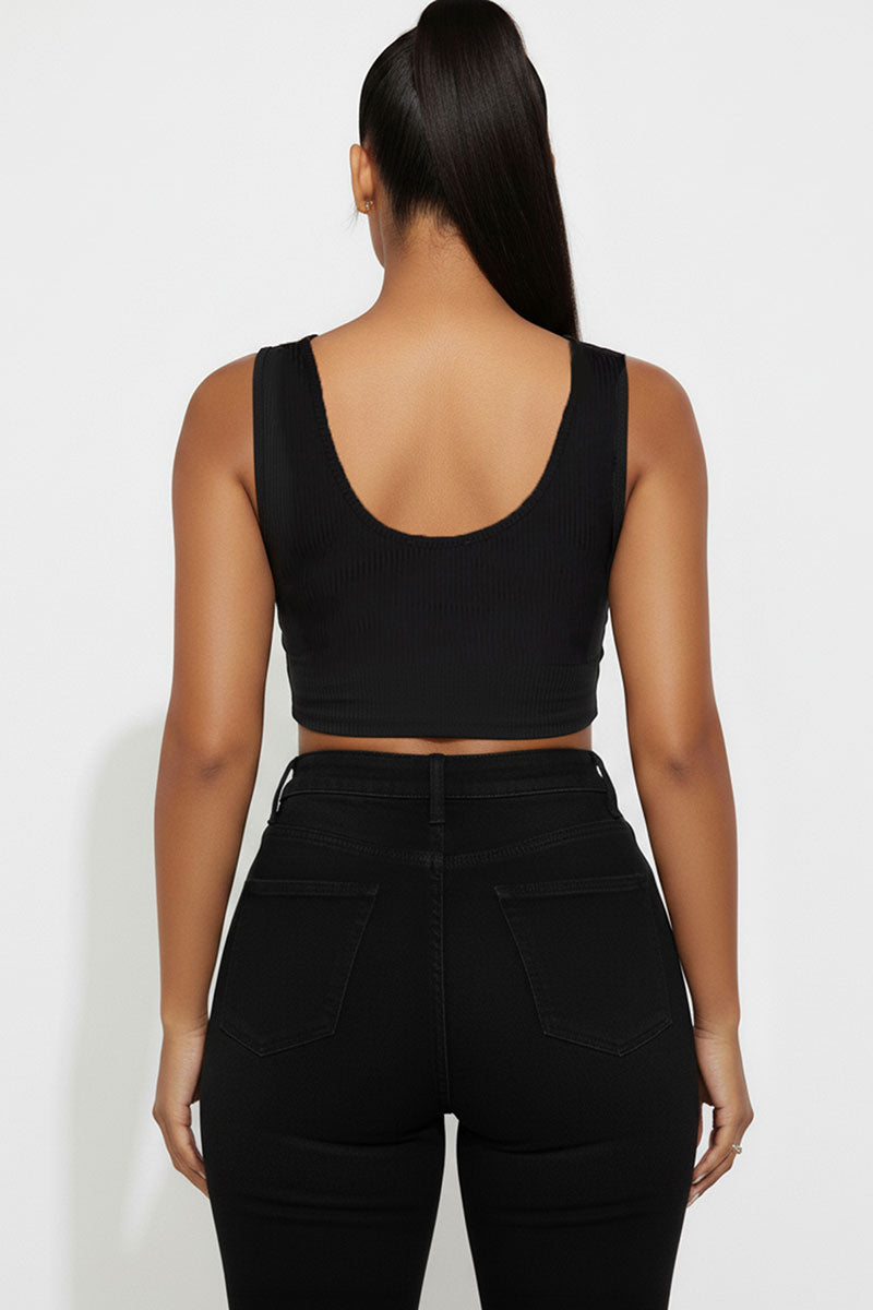 Ribbed Cut Out Front Crop Top