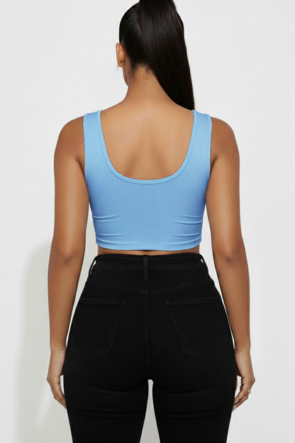 Ribbed Cut Out Front Crop Top
