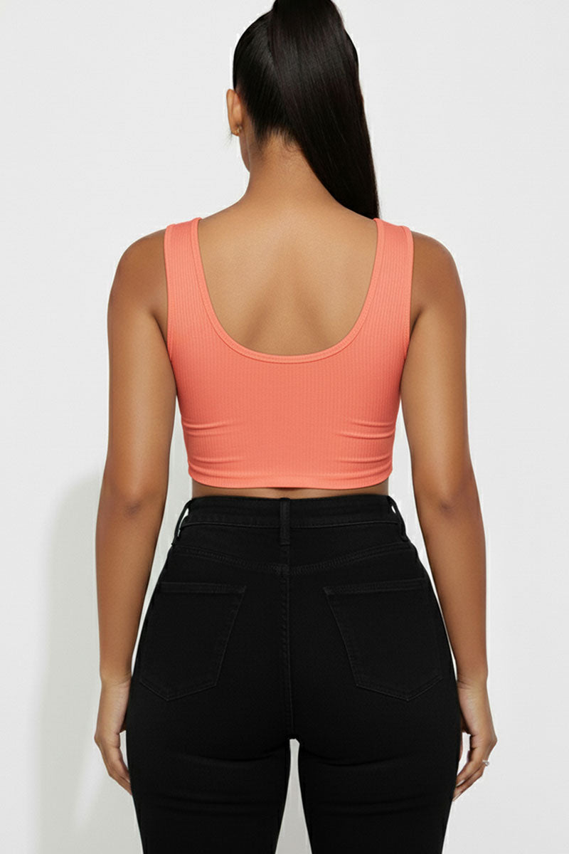 Ribbed Cut Out Front Crop Top
