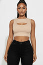 Ribbed Cut Out Front Crop Top