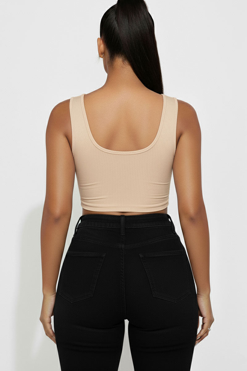 Ribbed Cut Out Front Crop Top