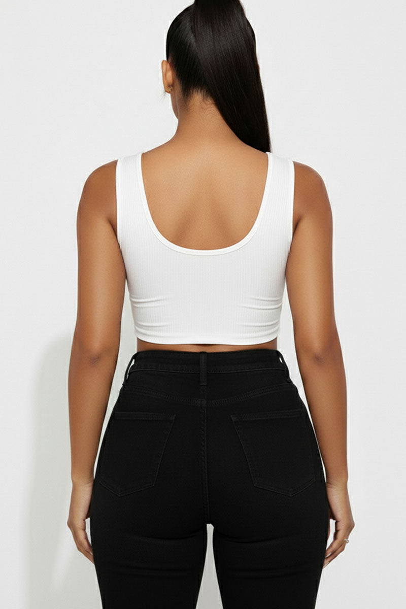 Ribbed Cut Out Front Crop Top