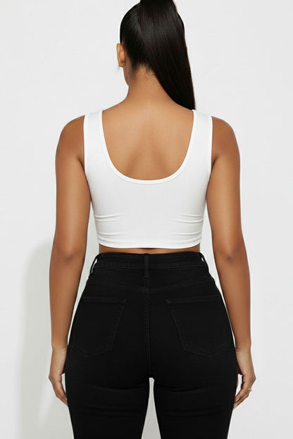 Ribbed Cut Out Front Crop Top