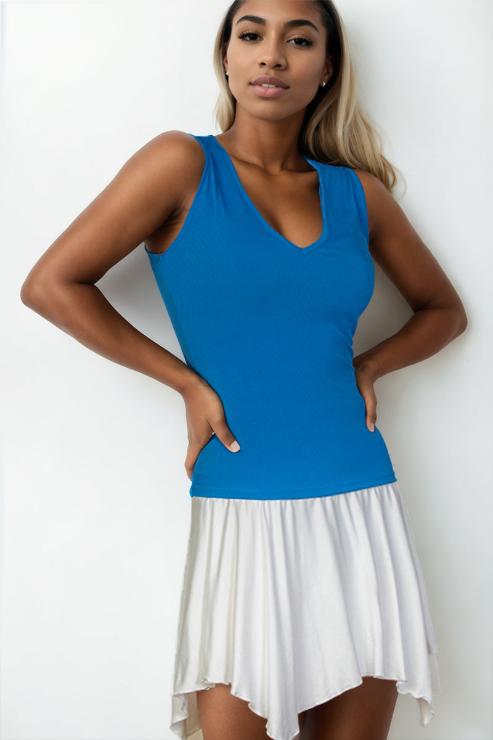 Ribbed V-Neck Sleeveless Top - Capella Apparel