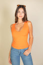 Ribbed V-Neck Sleeveless Top