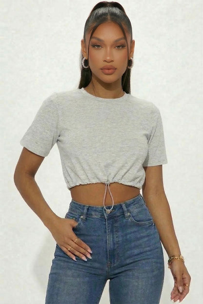 French Terry Toggle Drawstring Crop Top