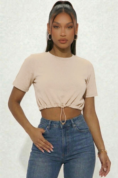 French Terry Toggle Drawstring Crop Top