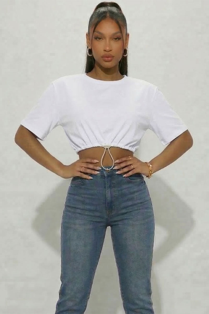 French Terry Toggle Drawstring Crop Top