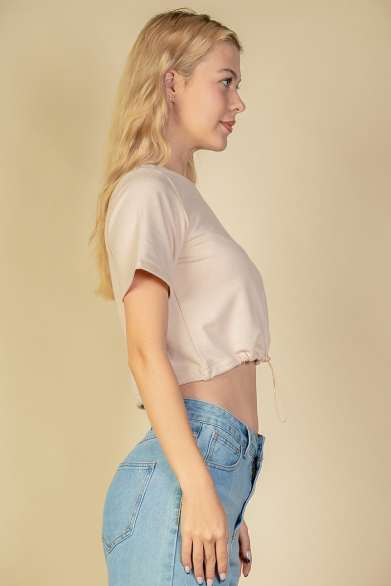 French Terry Toggle Drawstring Crop Top - Capella Apparel