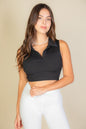 Solid Ribbed Polo Neck Tank Top (CAPELLA)