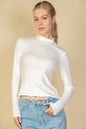 Ribbed Mock Neck Long Sleeve Top - Capella Apparel