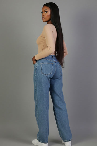 Ribbed Round Neck Long Sleeve Top