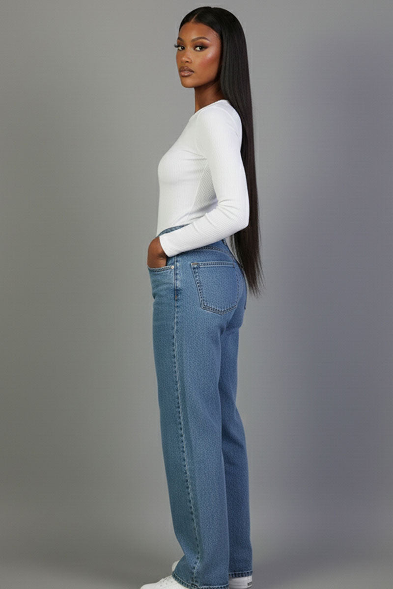 Ribbed Round Neck Long Sleeve Top