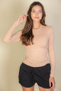 Ribbed Round Neck Long Sleeve Top