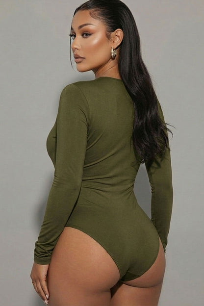 Solid Long Sleeve Round Neck Bodysuit