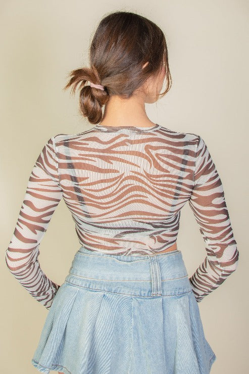 Zebra Print Sexy Sheer Mesh Top - Capella Apparel