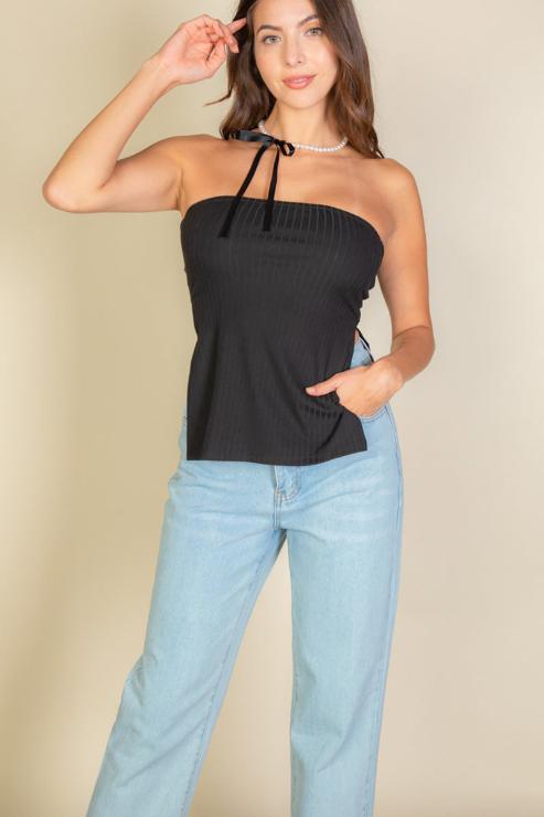 Side Slit Bandeau Tube Top