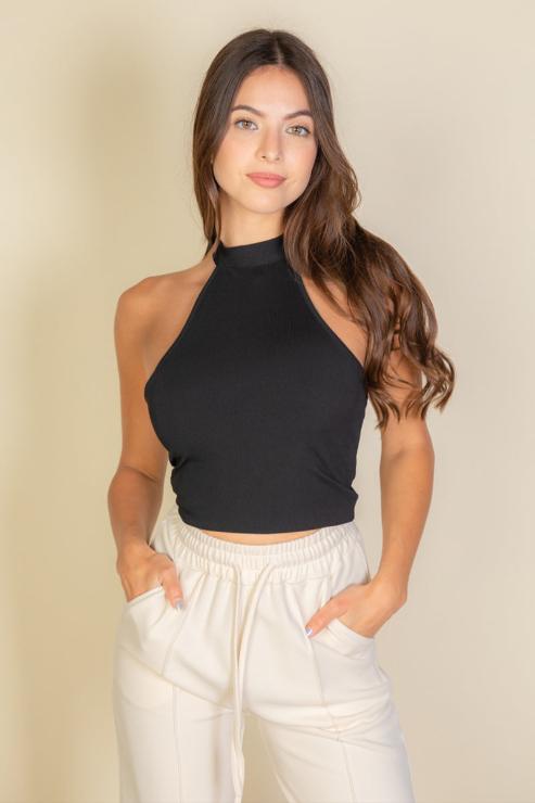 Ribbed Halter Neck Backless Top (CAPELLA)