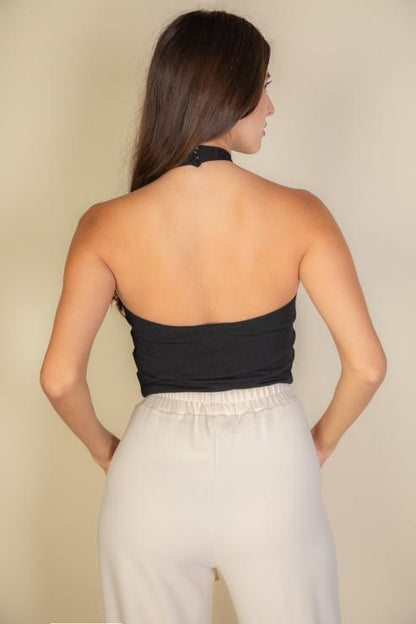 Ribbed Halter Neck Backless Top (CAPELLA)