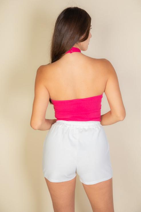 Ribbed Halter Neck Backless Top (CAPELLA)