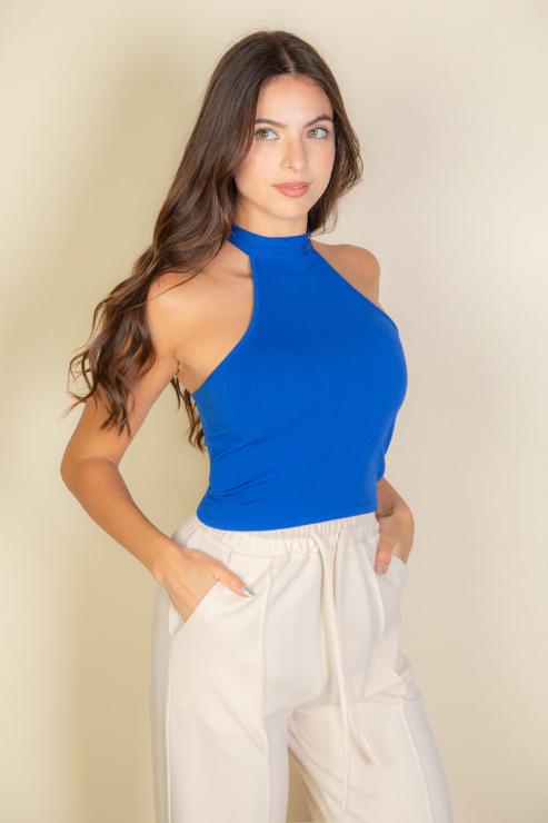 Ribbed Halter Neck Backless Top (CAPELLA)