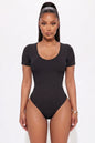 Ribbed Scoop Neck Short Sleeve Bodysuit